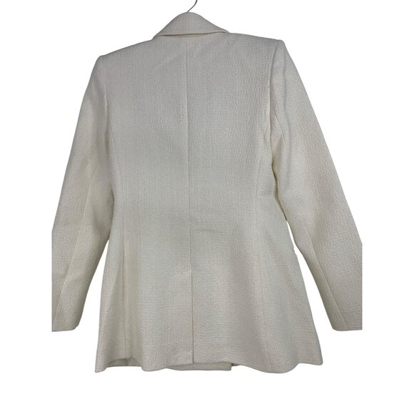 Express White Metallic Textured Blazer Crest Silver Buttons NWT S RV10316 NWT - Picture 4 of 10